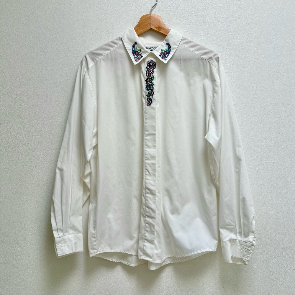 Vintage Cottagecore Floral Embroidered Shirt
